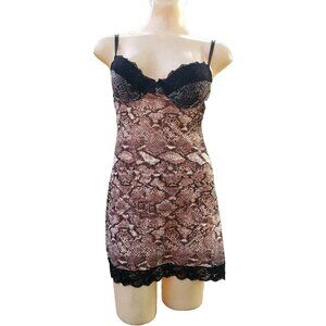 NWT Kensie 2 Pcs Baby‎ Doll Lingerie Black Faux Snakeskin w/thong S